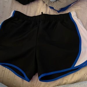 black white and blue shorts